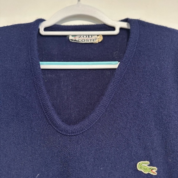 Vintage 70s/80s Izod Lacoste Men’s Sz: XL V-Neck Blue Pullover Sweater. - Picture 10 of 11